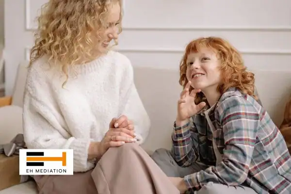 Happy mother and child after sorting child arrangements mediation Bolton